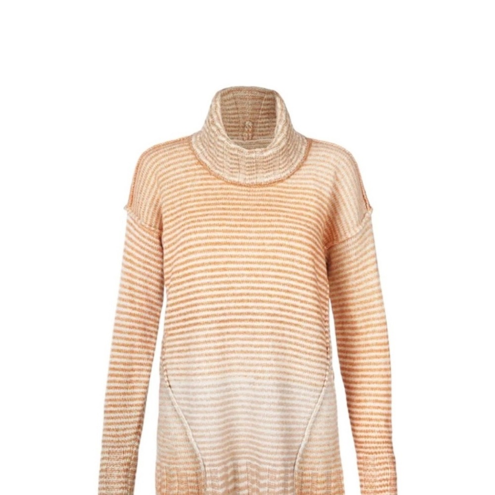 Cabi 4105 Ombre Pullover Striped Tunic Sweater Peach Orange Grey Small EUC